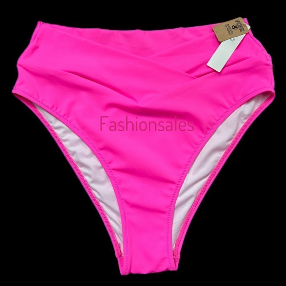 Victorias Secret Pink Swim V Crossover High Waist Cheeky Bikini Bottom Pink XXL